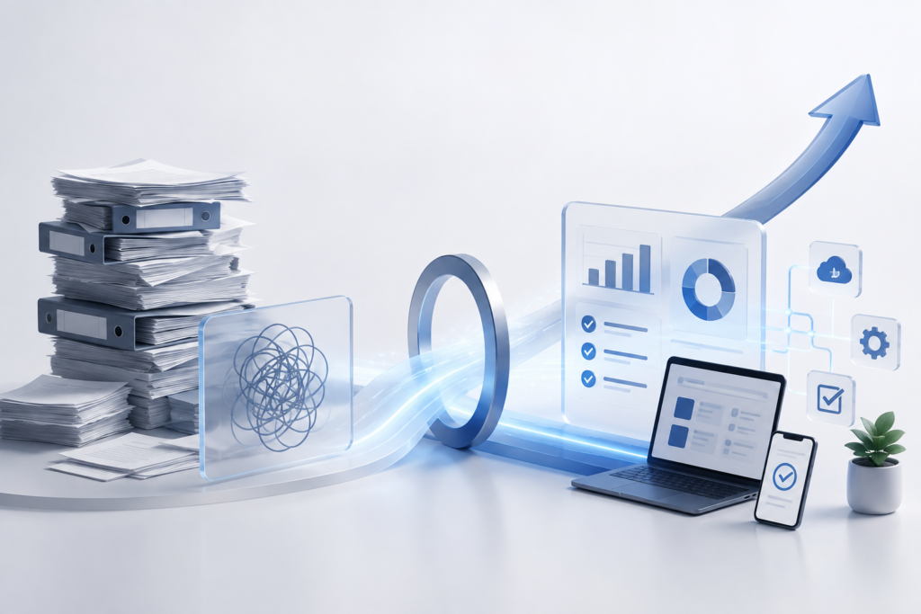 Digitale Prozesse im Unternehmen: Warum weniger Aufwand oft mehr bedeutet 1 Vom Papierchaos zur digitalen Effizienz